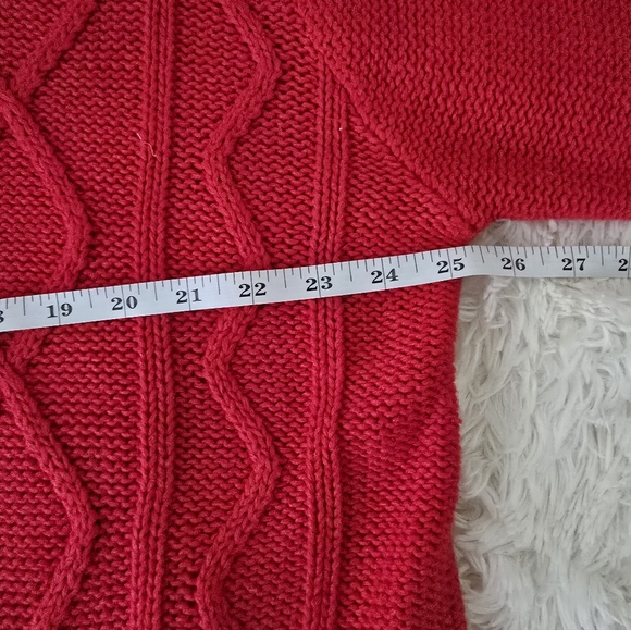Red Cable Knit Cardigan Sweater size 2X - Picture 8 of 12
